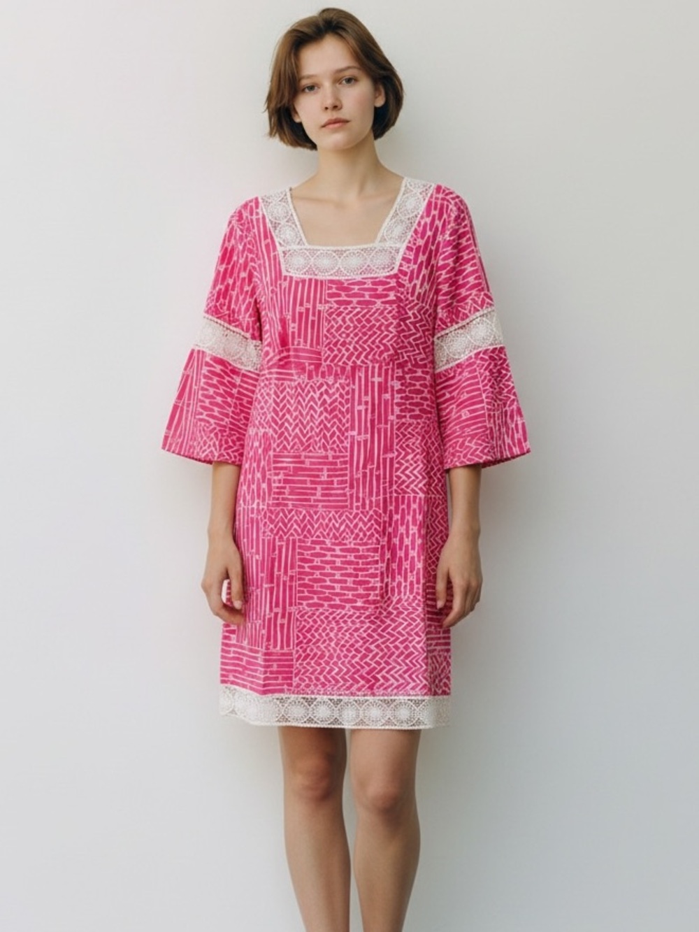Lilly Pulitzer Pink Lace Trim Shift Dress Size Large